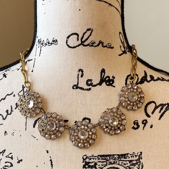J. Crew Jewelry - J. Crew Floral Crystal and Gold Tone Necklace